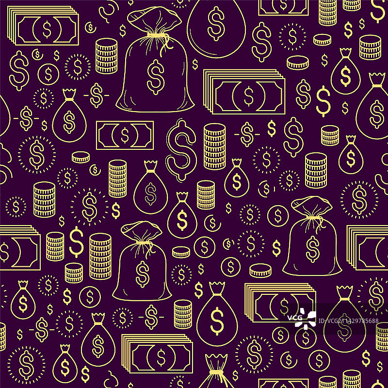金融图标集无缝背景图片素材