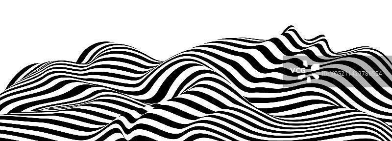 透视抽象中的3D黑白线条图片素材