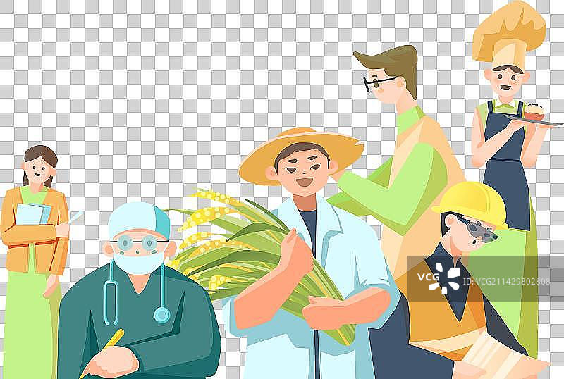 劳动人民上班族老师医生农民建筑师厨师图片素材