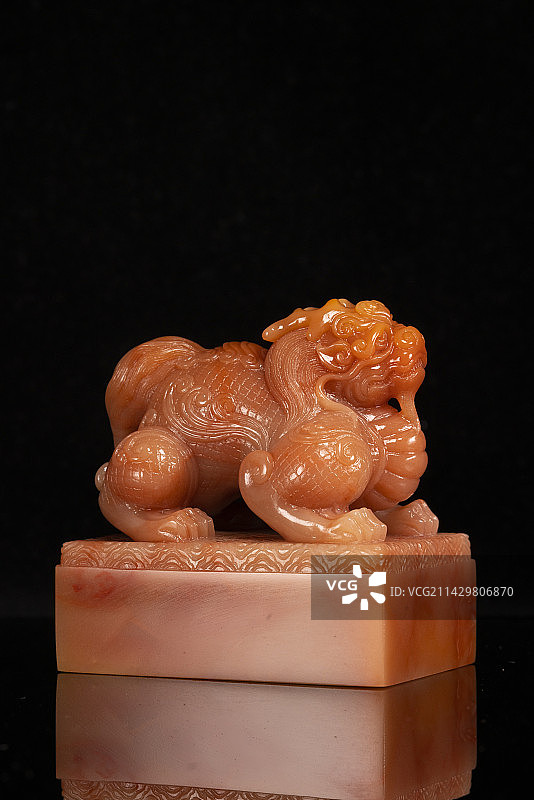 印章国石老挝石龙生九子图片素材