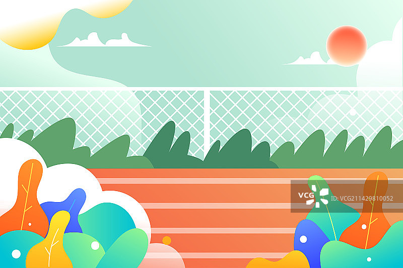 夏天人物清晨跑步运动健身健康减肥锻炼插画图片素材