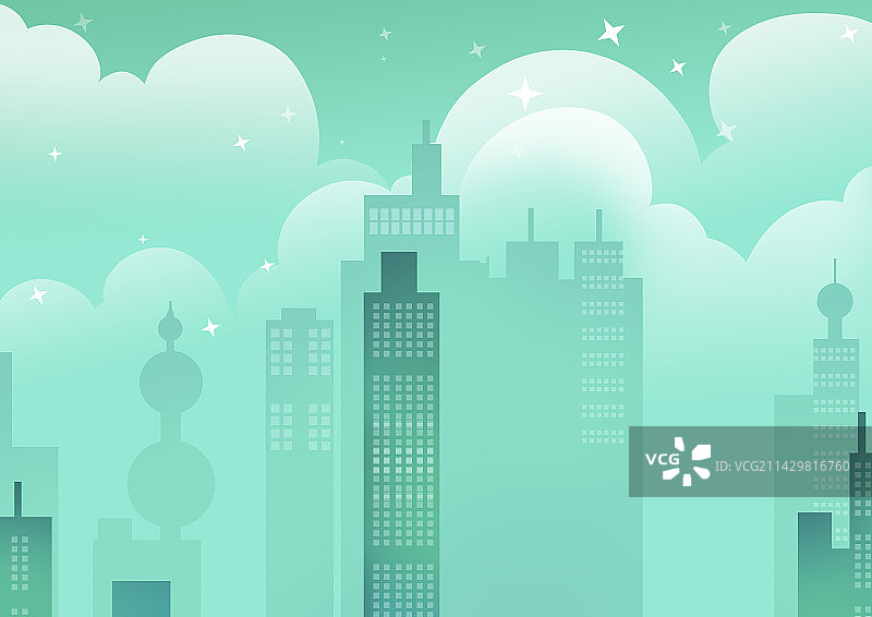城市建筑高耸入云星空背景图片素材