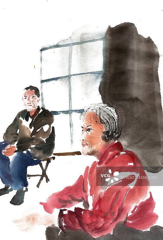 闲坐的老人图片素材