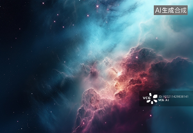 【AI数字艺术】太空中的星云和星系梦幻云彩星空星光背景素材图片素材