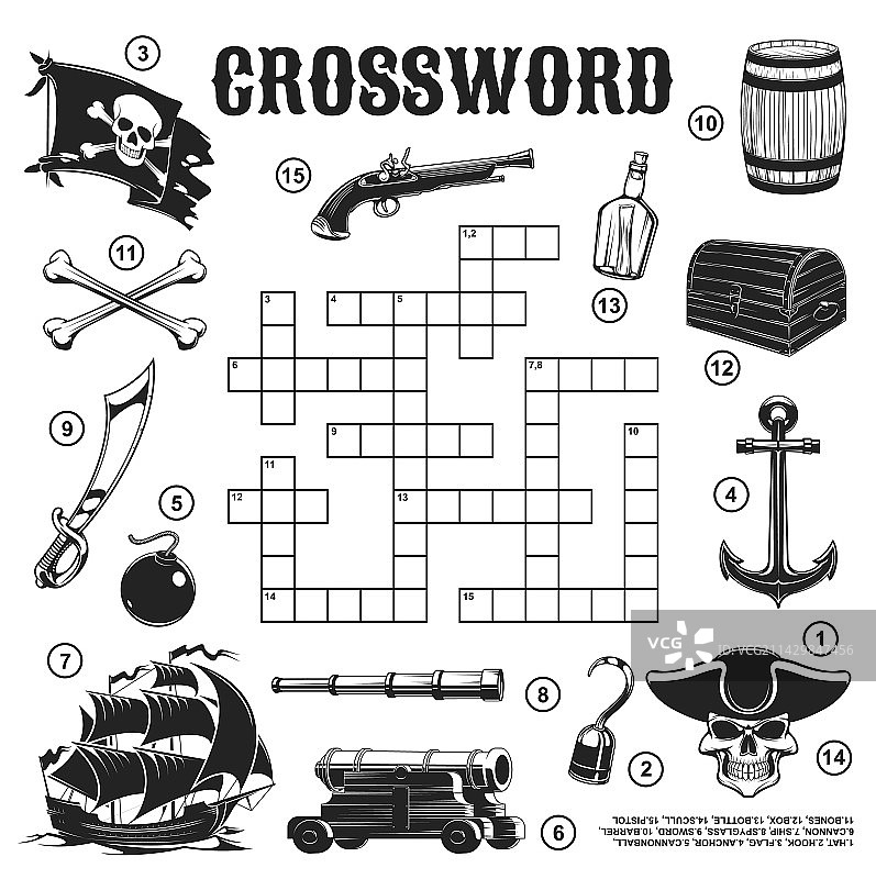 海盗主题填字游戏图片素材