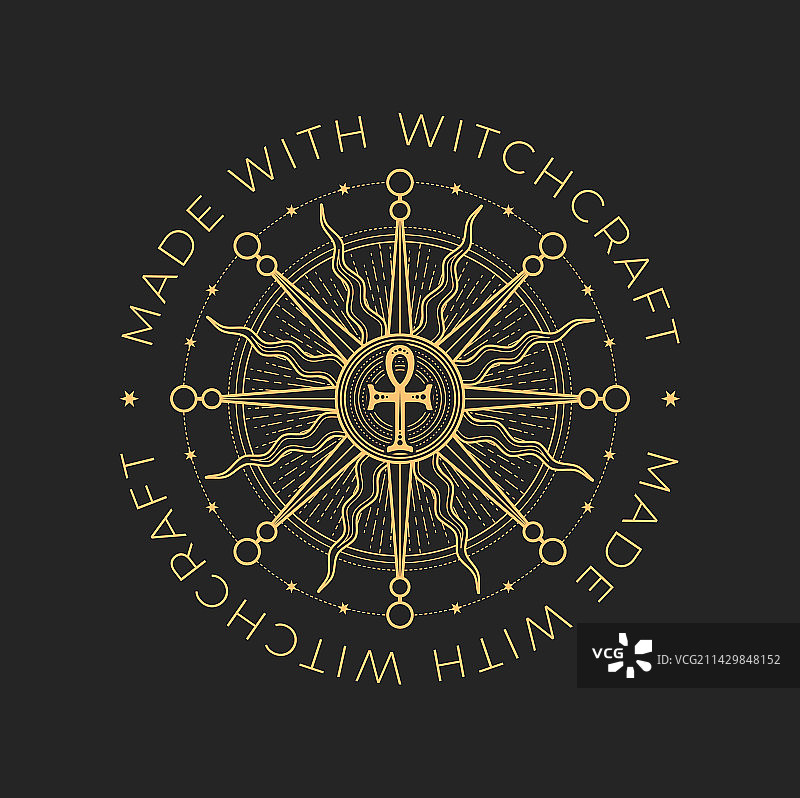 神秘主义和魔法图标，带有生命之符和太阳图片素材