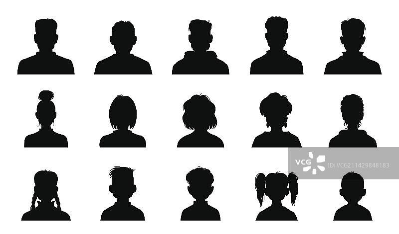 儿童和年长者头像轮廓图片素材