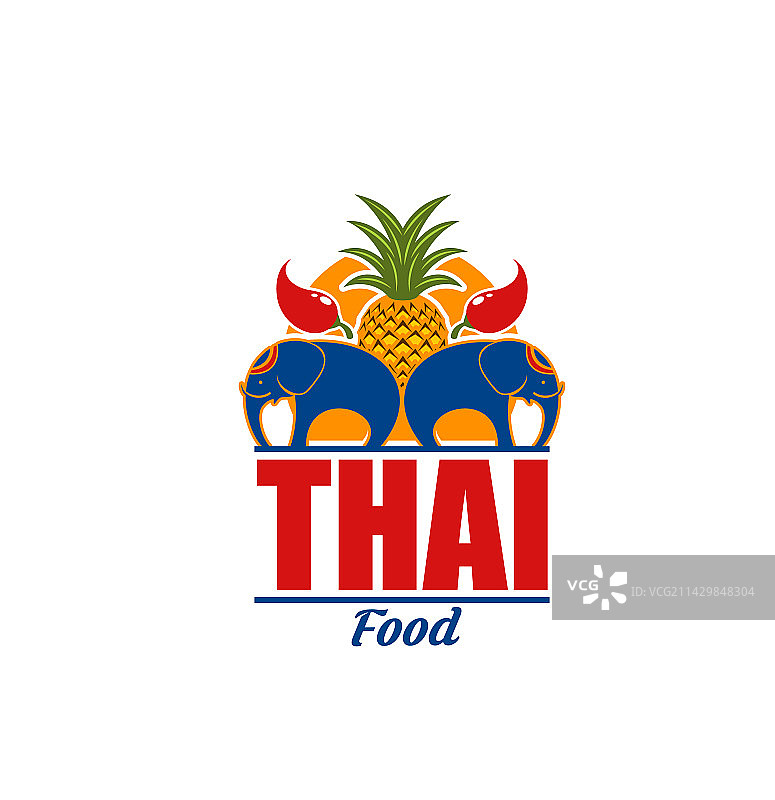 泰式菜肴美食图标：大象和辣椒图片素材