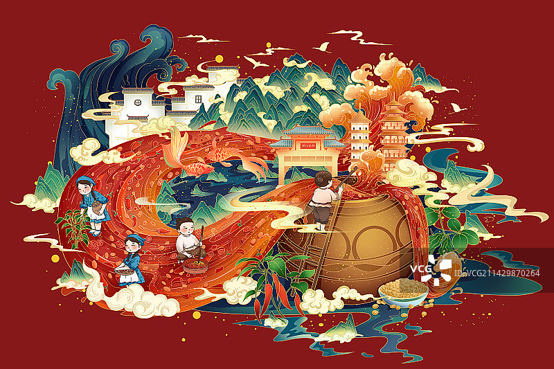 国潮包装插画图片素材