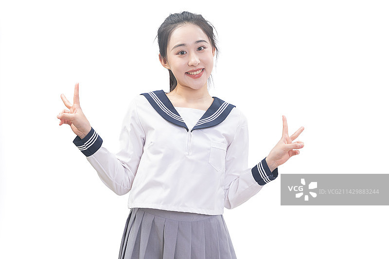 穿着学生装的女性学生形象图片素材
