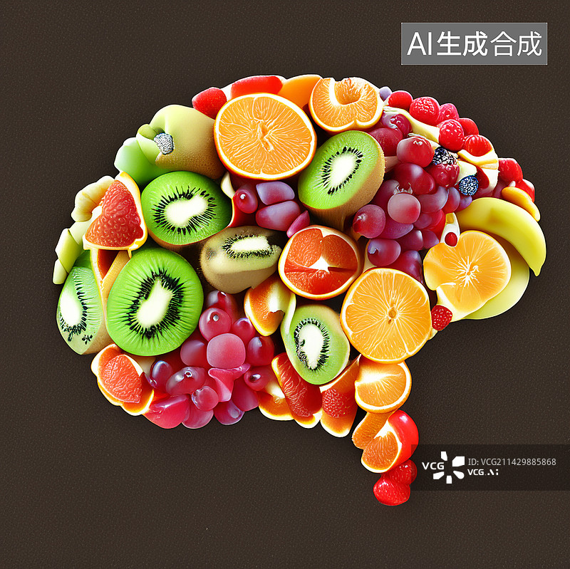 【AI数字艺术】水果组合大脑图片素材