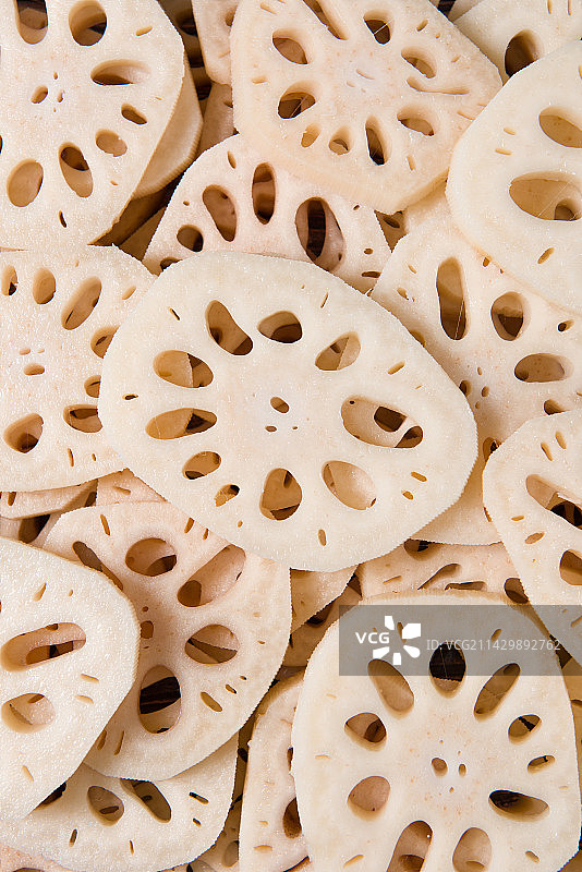 切开的新鲜莲藕片图片素材