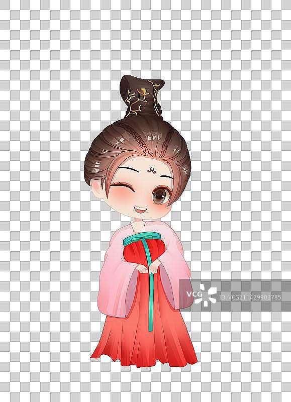 古风女孩人物中国风Q版插画图片素材