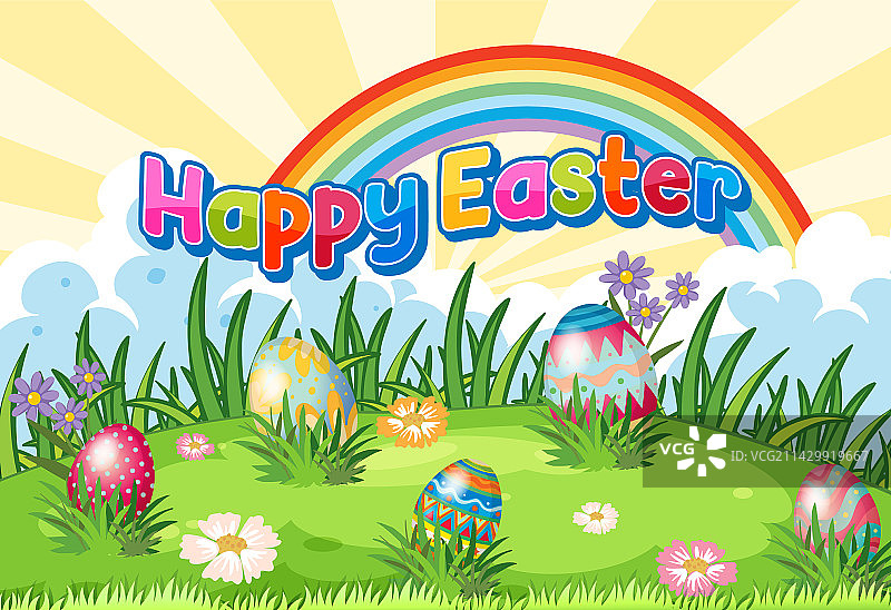复活节快乐海报，彩色复活节彩蛋图片素材