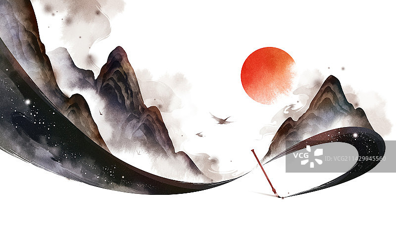 水墨，插画，背景图片素材