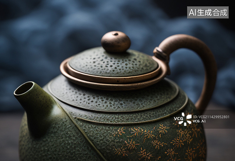 【AI数字艺术】深色背景上的中国茶道茶艺功夫茶复古中式茶艺文化素材图片素材