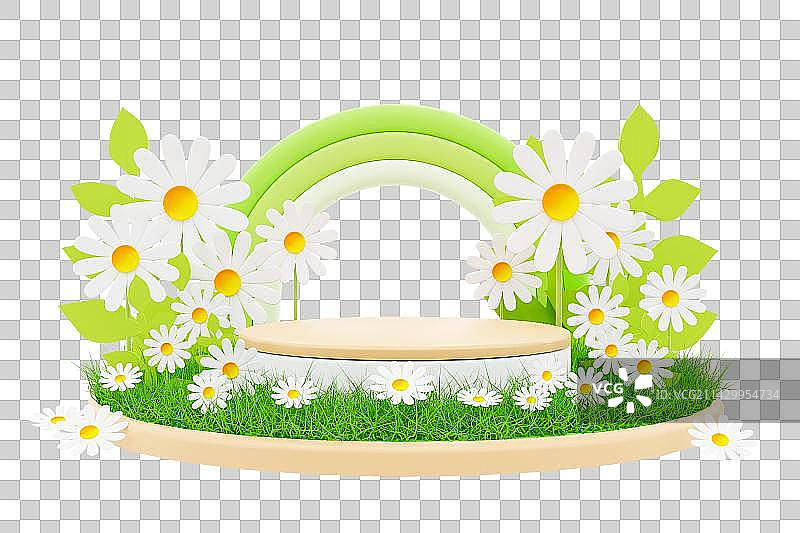 3D立体春天绿色产品展示元素图片素材