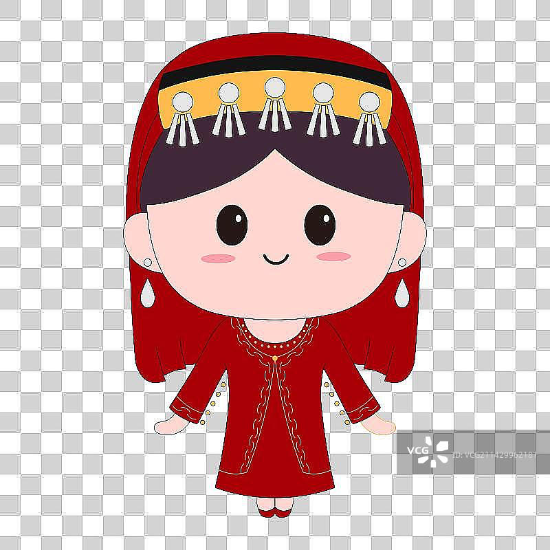 Q版卡通56民族塔吉克族女孩图片素材