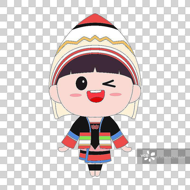 Q版卡通56民族基诺族女孩图片素材