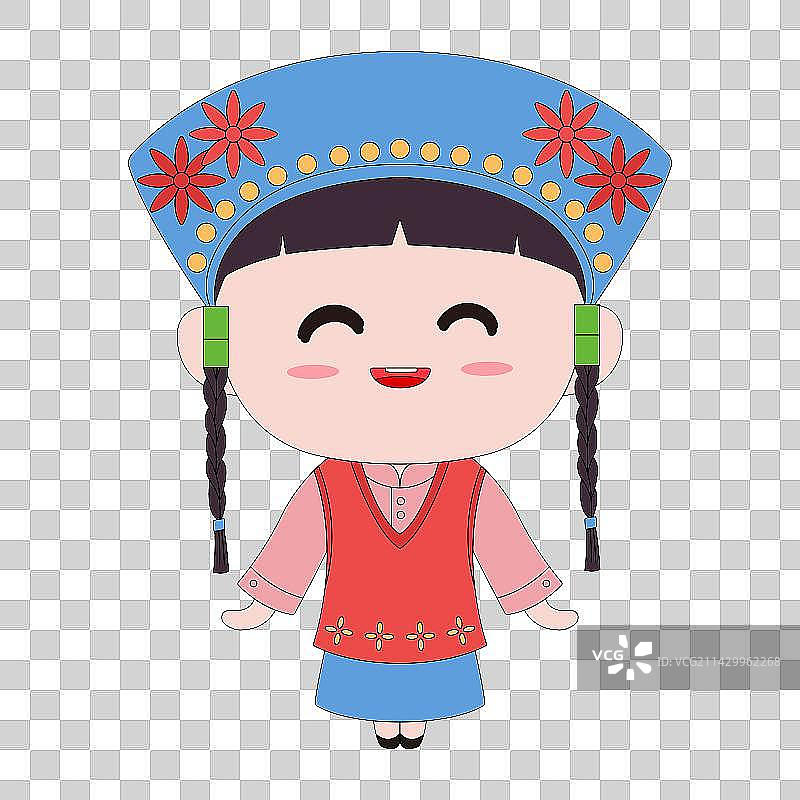 Q版卡通56民族保安族女孩图片素材