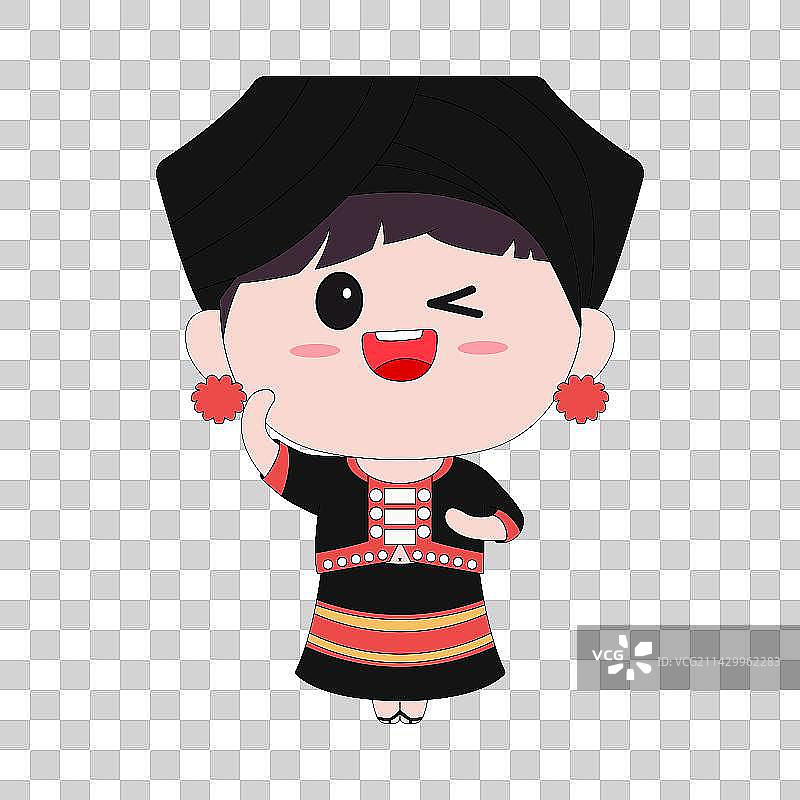 Q版卡通56民族德昂族女孩图片素材