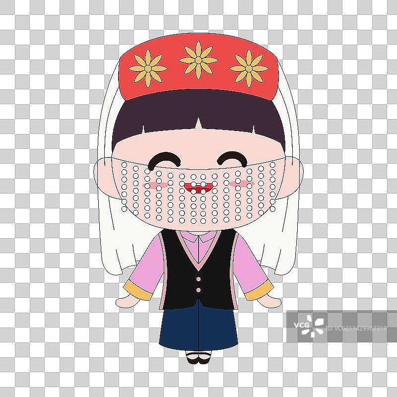 Q版卡通56民族撒拉族女孩图片素材