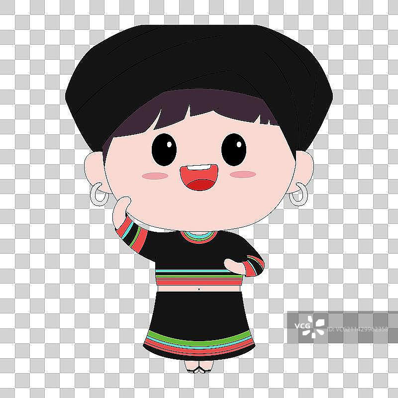 Q版卡通56民族拉祜族女孩图片素材
