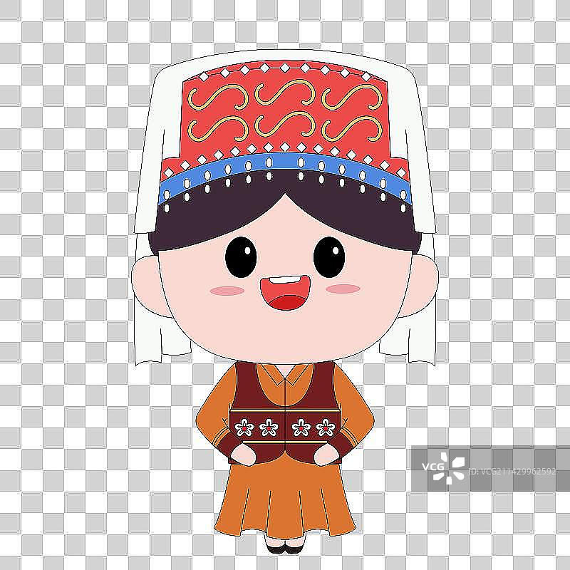 Q版卡通56民族柯尔克孜族女孩图片素材