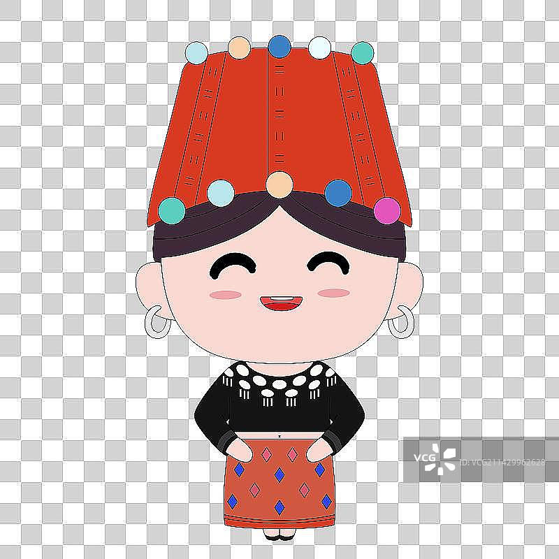 Q版卡通56民族景颇族女孩图片素材
