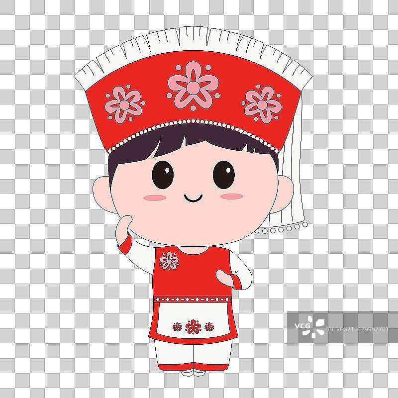 Q版卡通56民族白族女孩图片素材
