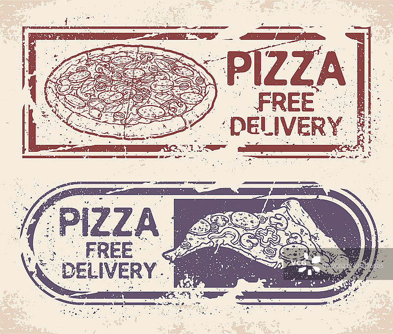 披萨外卖单色复古标志图片素材