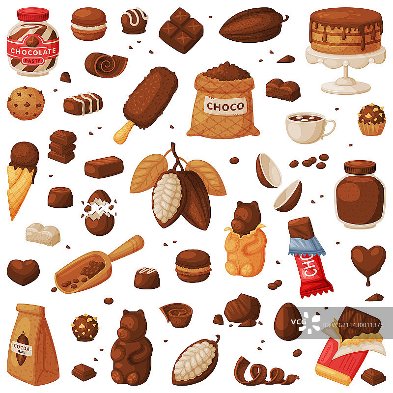 美味巧克力甜点糖果套装图片素材