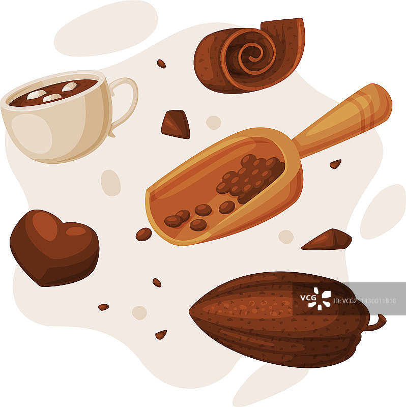 巧克力热可可豆杯套装图片素材