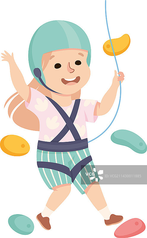 快乐的小女孩爬墙图片素材