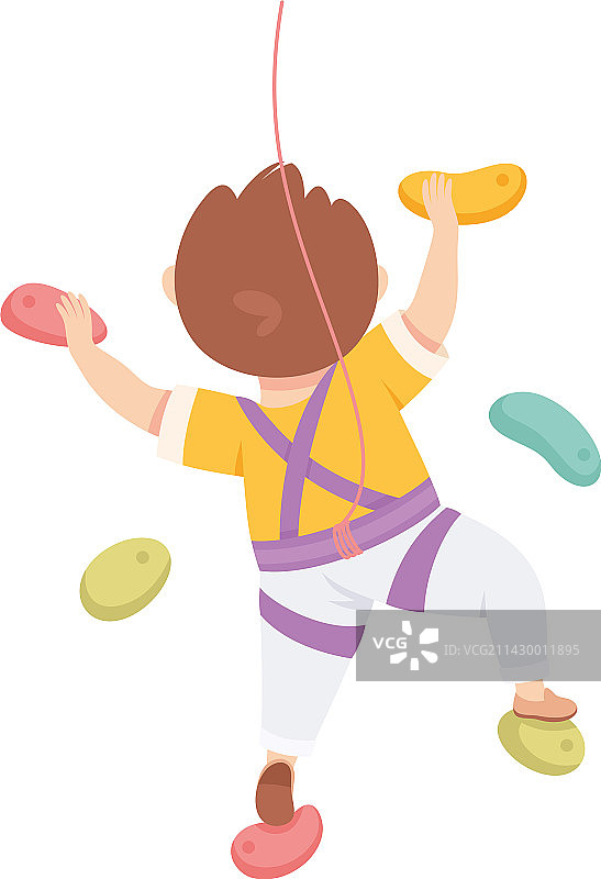 攀岩墙上的小男孩图片素材