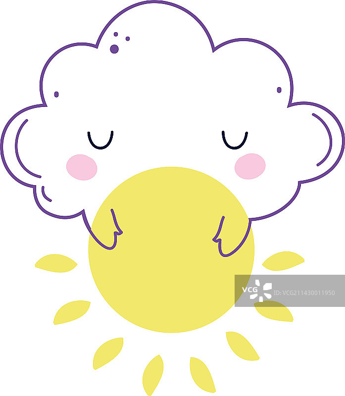 抱着明亮物体的可爱蓬松云朵图片素材