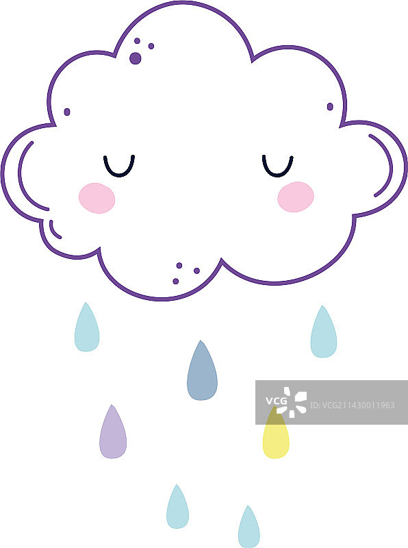 可爱的蓬松云朵下着雨图片素材
