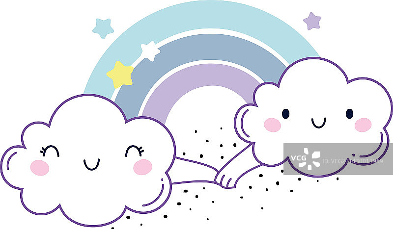 可爱毛茸茸云朵笑脸手拉手图片素材