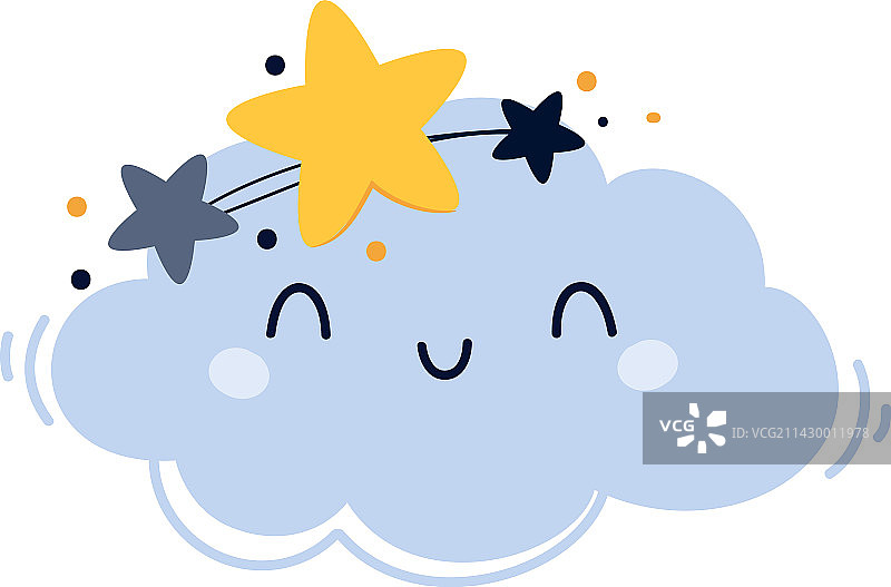 戴着花环的可爱微笑蓬松云朵图片素材