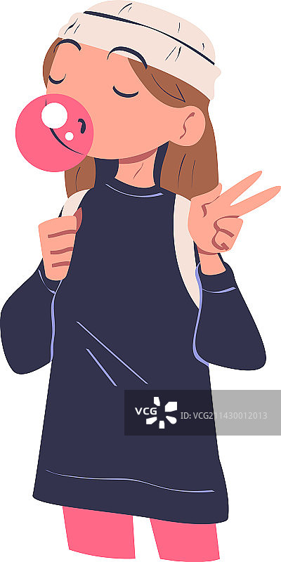 自信的女人吹着泡泡糖图片素材