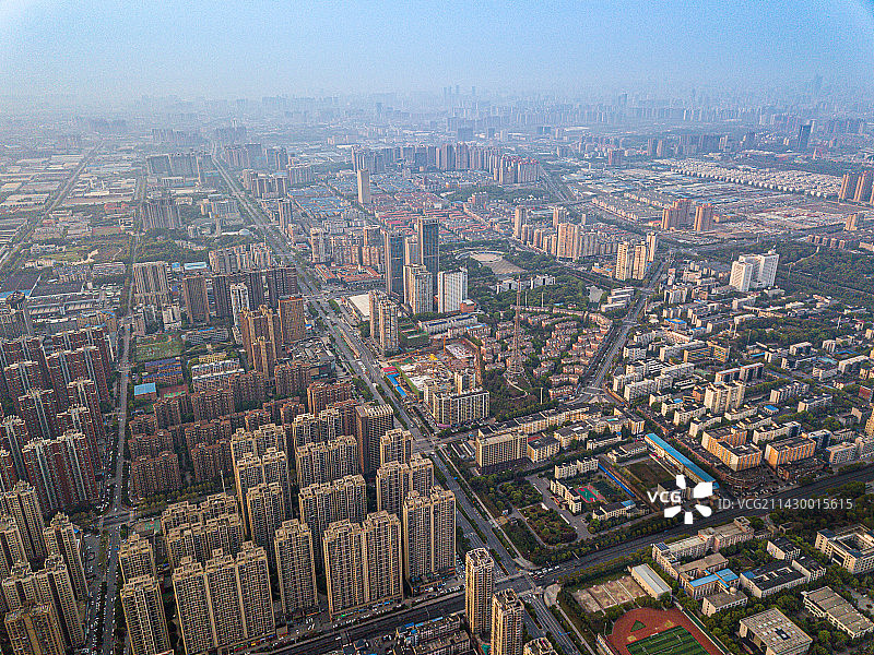 航拍清晨日出时的长沙县城市风光图片素材