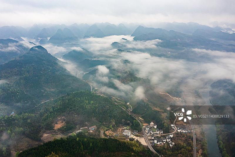 航拍贵州荔波漳江大小七孔风景区图片素材