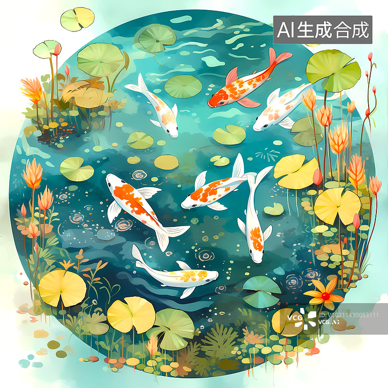 【AI数字艺术】锦鲤系列图片素材