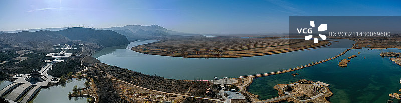 宁夏青铜峡地标航拍初春20230327图片素材