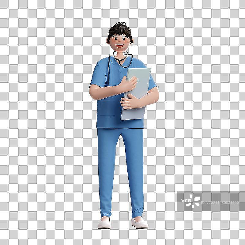 3D卡通风格女护士形象免抠元素图片素材