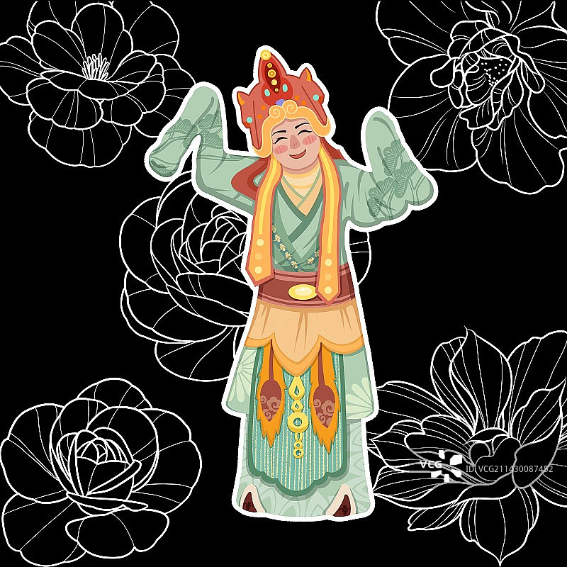 微笑陶俑插画设计图片素材