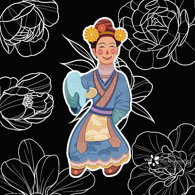 微笑陶俑插画设计图片素材