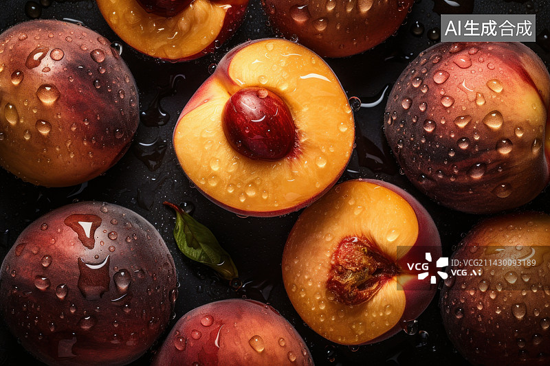 【AI数字艺术】黄桃李子桃子图片素材