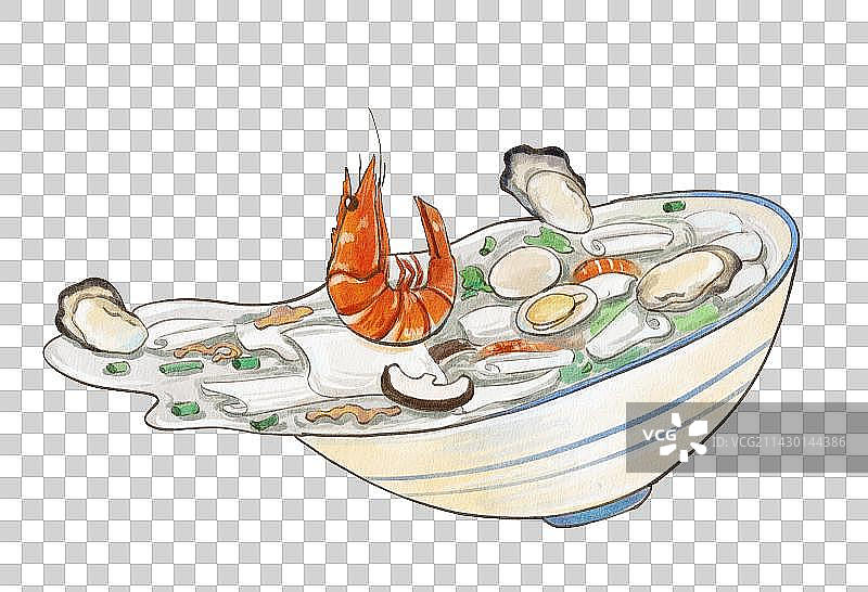 福州城市早餐之水彩锅边免抠元素图片素材