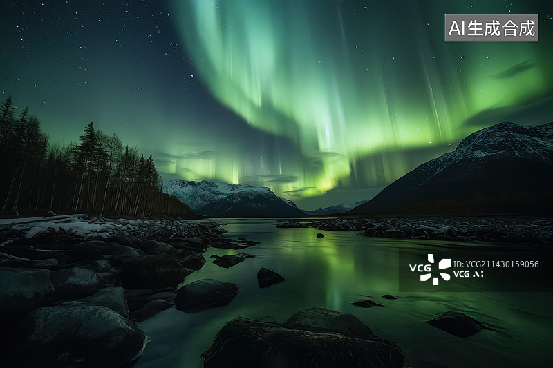【AI数字艺术】极光美景图片素材